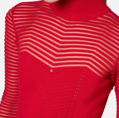 Elisabetta Franchi Dresses|Midi Dresses|Viscose midi dress with herringbone pattern RedPassion
