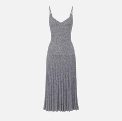 Elisabetta Franchi Midi Dresses|Knitted Dresses|Viscose midi dress with pleated effect