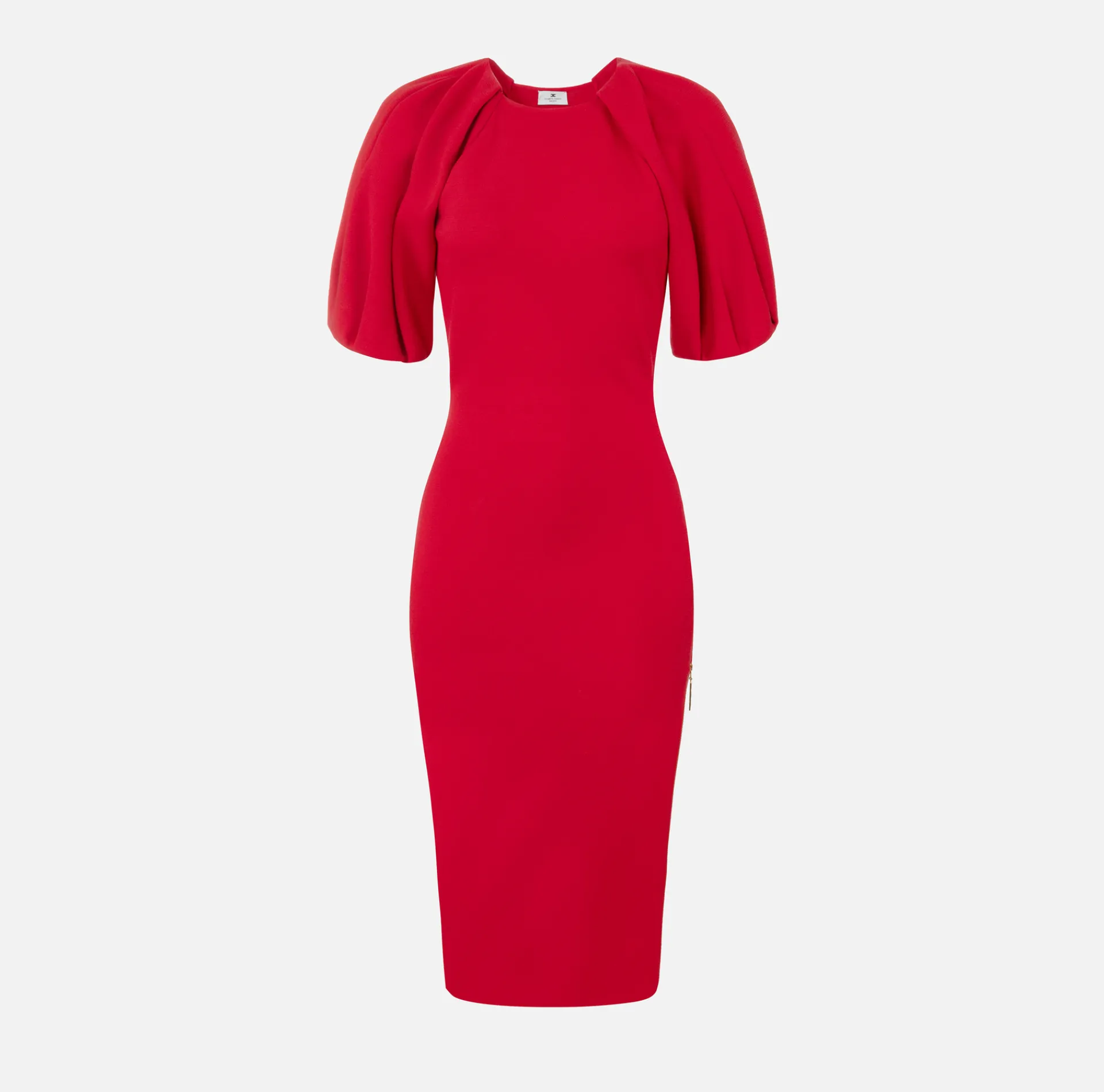 Elisabetta Franchi Knitted Dresses|Midi Dresses|Viscose midi dress with zip detail RedPassion