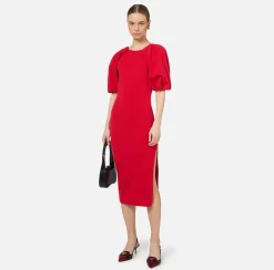 Elisabetta Franchi Knitted Dresses|Midi Dresses|Viscose midi dress with zip detail RedPassion