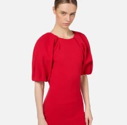 Elisabetta Franchi Knitted Dresses|Midi Dresses|Viscose midi dress with zip detail RedPassion