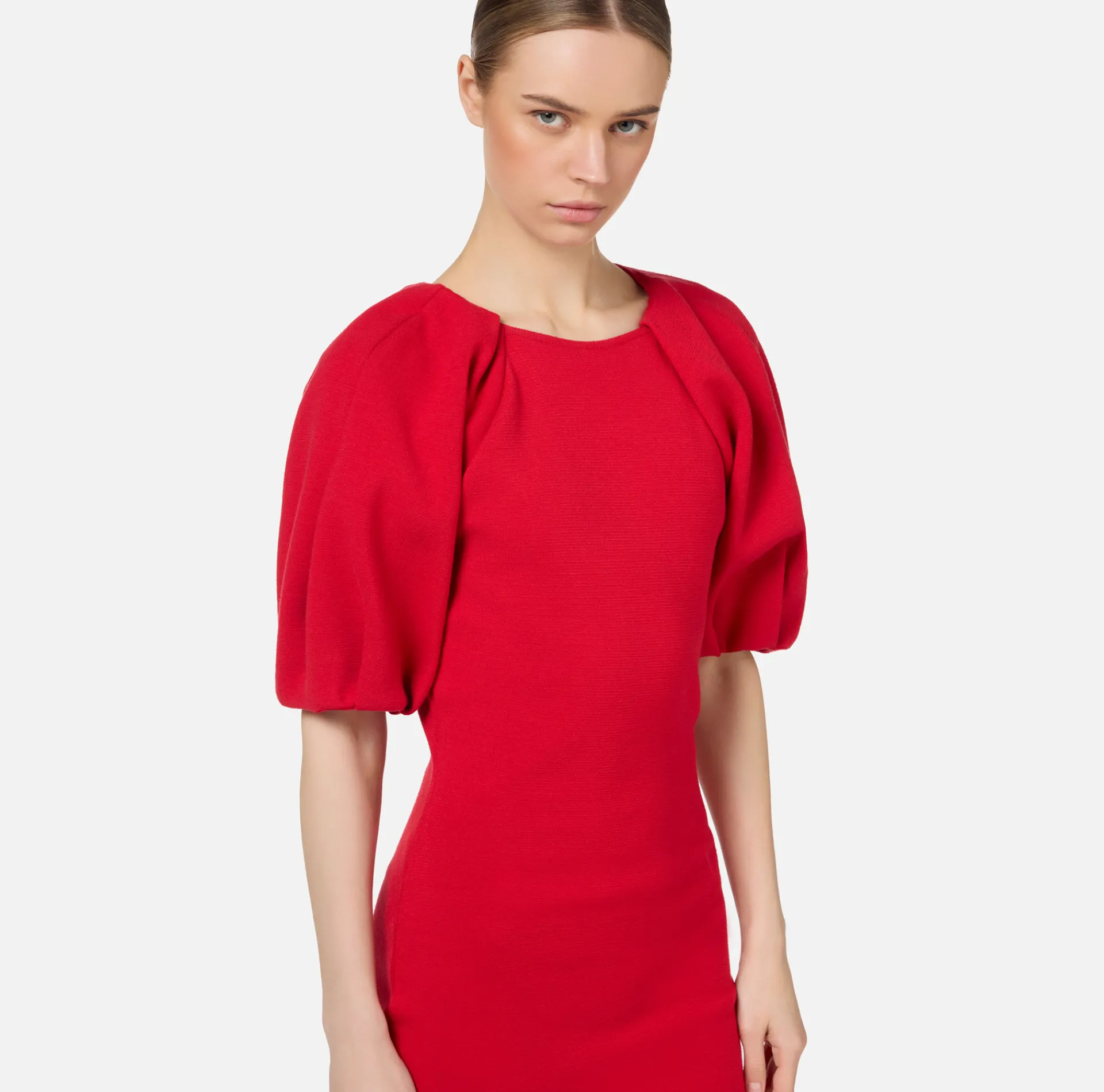 Elisabetta Franchi Knitted Dresses|Midi Dresses|Viscose midi dress with zip detail RedPassion