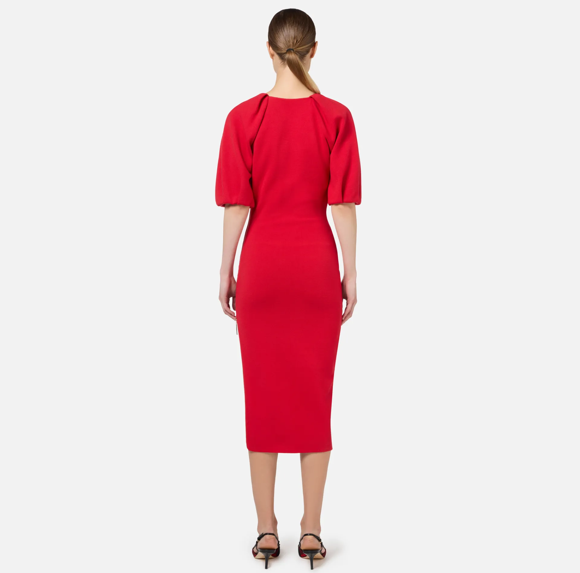 Elisabetta Franchi Knitted Dresses|Midi Dresses|Viscose midi dress with zip detail RedPassion