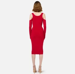 Elisabetta Franchi Midi Dresses|Knitted Dresses|Viscose midi dress with zip RedPassion