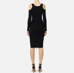 Elisabetta Franchi Midi Dresses|Knitted Dresses|Viscose midi dress with zip Black