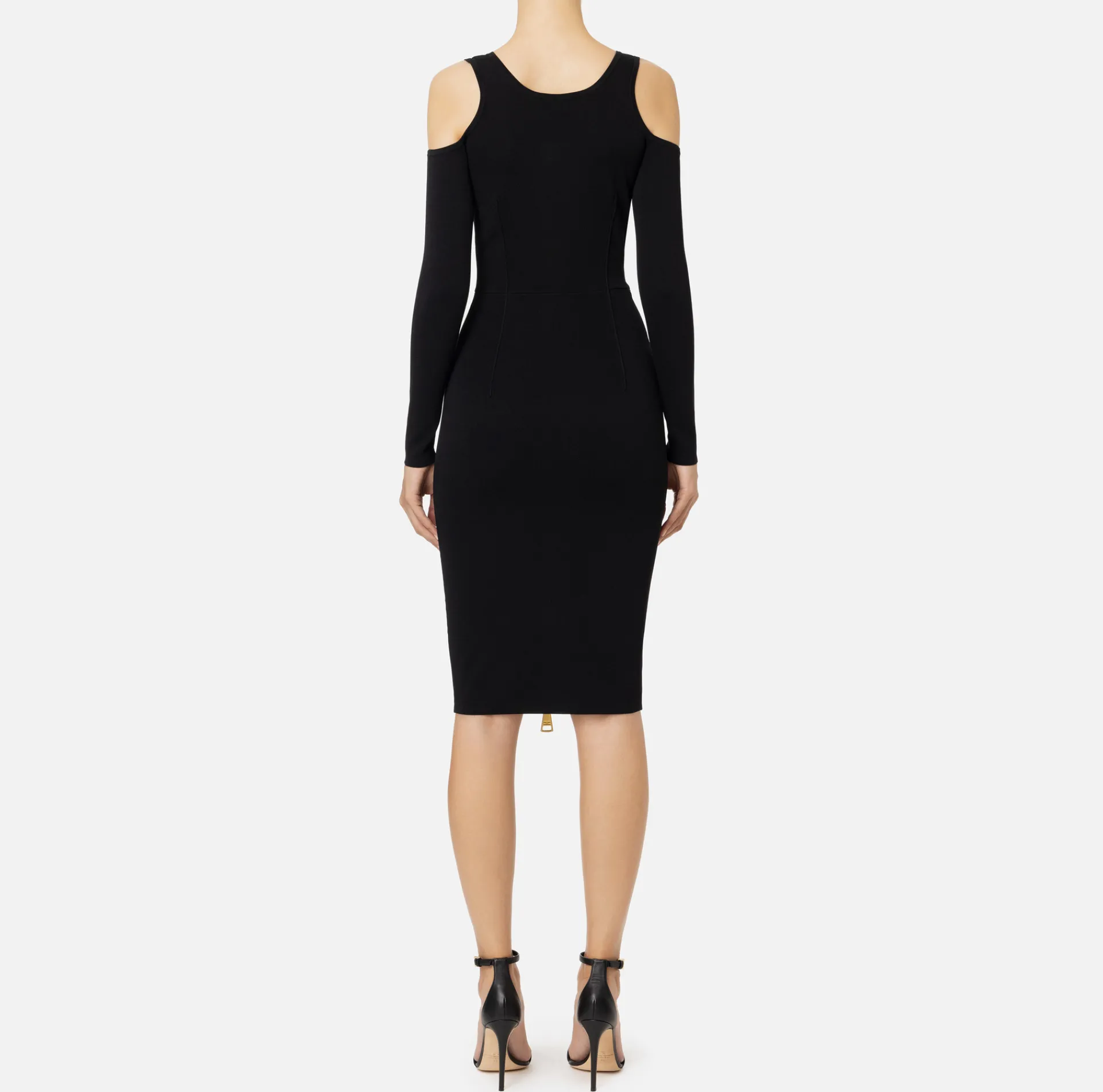 Elisabetta Franchi Midi Dresses|Knitted Dresses|Viscose midi dress with zip Black