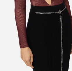 Elisabetta Franchi Skirts|Viscose midi skirt with chain Black