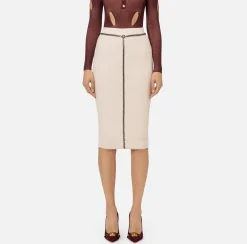 Elisabetta Franchi Skirts|Viscose midi skirt with chain Butter