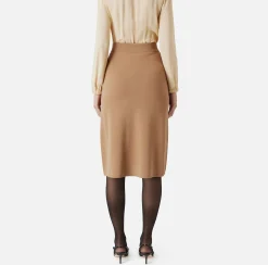 Elisabetta Franchi Skirts|Viscose midi skirt with zip Camel