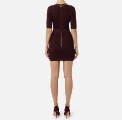 Elisabetta Franchi Knitted Dresses|Mini Dresses|Viscose mini dress with chain RougeNoir