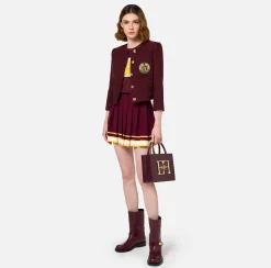 Elisabetta Franchi Skirts|Viscose pleated miniskirt with a college-style look RougeNoir