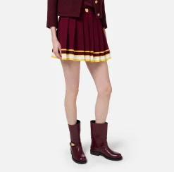 Elisabetta Franchi Skirts|Viscose pleated miniskirt with a college-style look RougeNoir