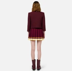 Elisabetta Franchi Skirts|Viscose pleated miniskirt with a college-style look RougeNoir