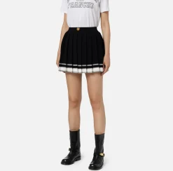 Elisabetta Franchi Skirts|Viscose pleated miniskirt with a college-style look Black