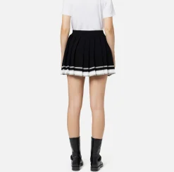 Elisabetta Franchi Skirts|Viscose pleated miniskirt with a college-style look Black