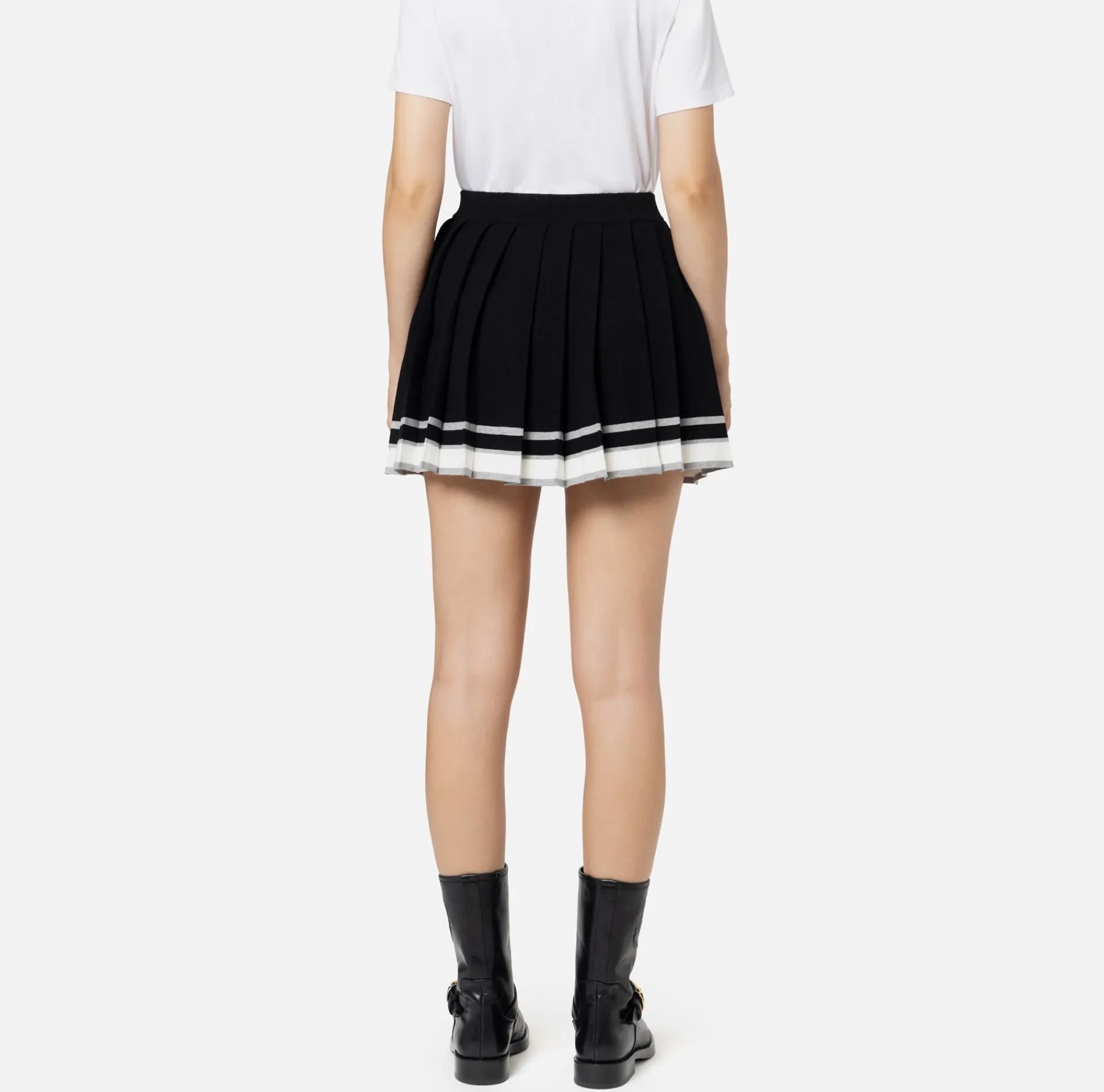Elisabetta Franchi Skirts|Viscose pleated miniskirt with a college-style look Black