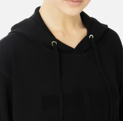 Elisabetta Franchi Mini Dresses|Knitted Dresses|Viscose sweatshirt dress with logo embroidery Black