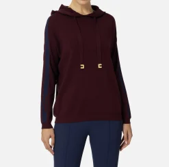 Elisabetta Franchi Knitwear And Sweatshirts|Viscose sweatshirt with hood and logo bands Gold