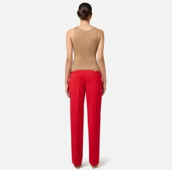 Elisabetta Franchi Top And T-Shirts|Viscose top with logoed bands Camel/RedPassion