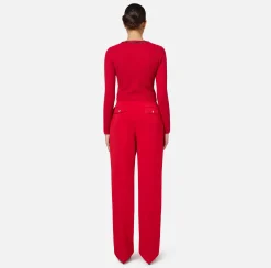 Elisabetta Franchi Knitwear And Sweatshirts|Viscose-blend cardigan with herringbone stitch RedPassion
