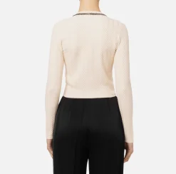 Elisabetta Franchi Knitwear And Sweatshirts|Viscose-blend cardigan with herringbone stitch Butter