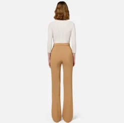 Elisabetta Franchi Knitwear And Sweatshirts|V-neck top in narrow-ribbed lurex and viscose fabric Ivory
