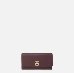 Elisabetta Franchi Clutch|Wallets|Wallet in synthetic material with golden metal shield RougeNoir