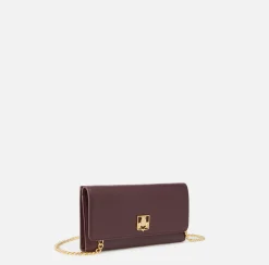 Elisabetta Franchi Clutch|Wallets|Wallet in synthetic material with golden metal shield RougeNoir