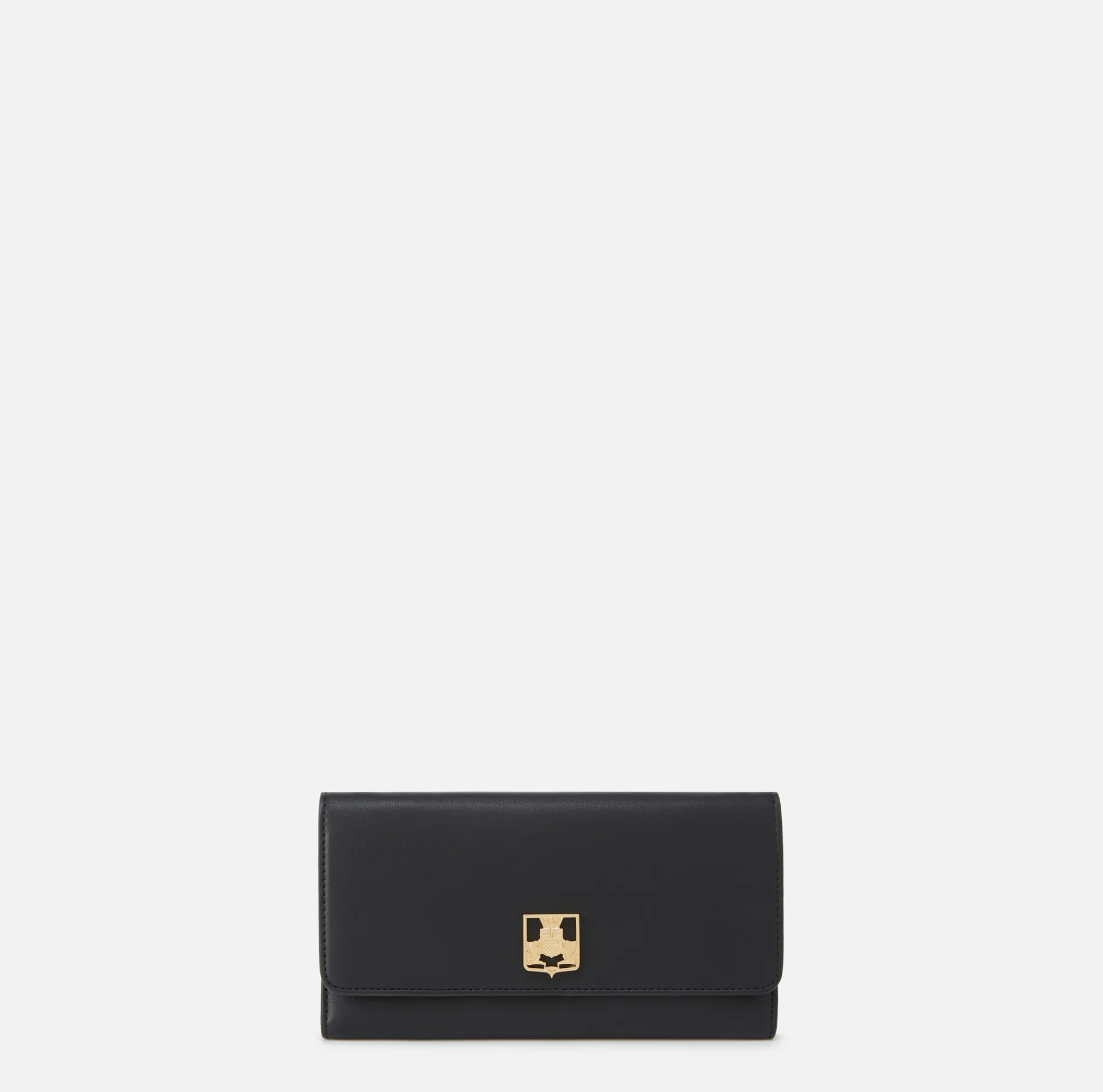 Elisabetta Franchi Clutch|Wallets|Wallet in synthetic material with golden metal shield Black