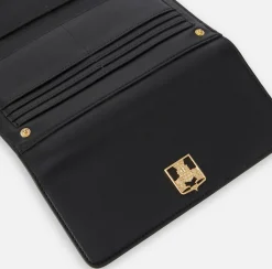 Elisabetta Franchi Clutch|Wallets|Wallet in synthetic material with golden metal shield Black
