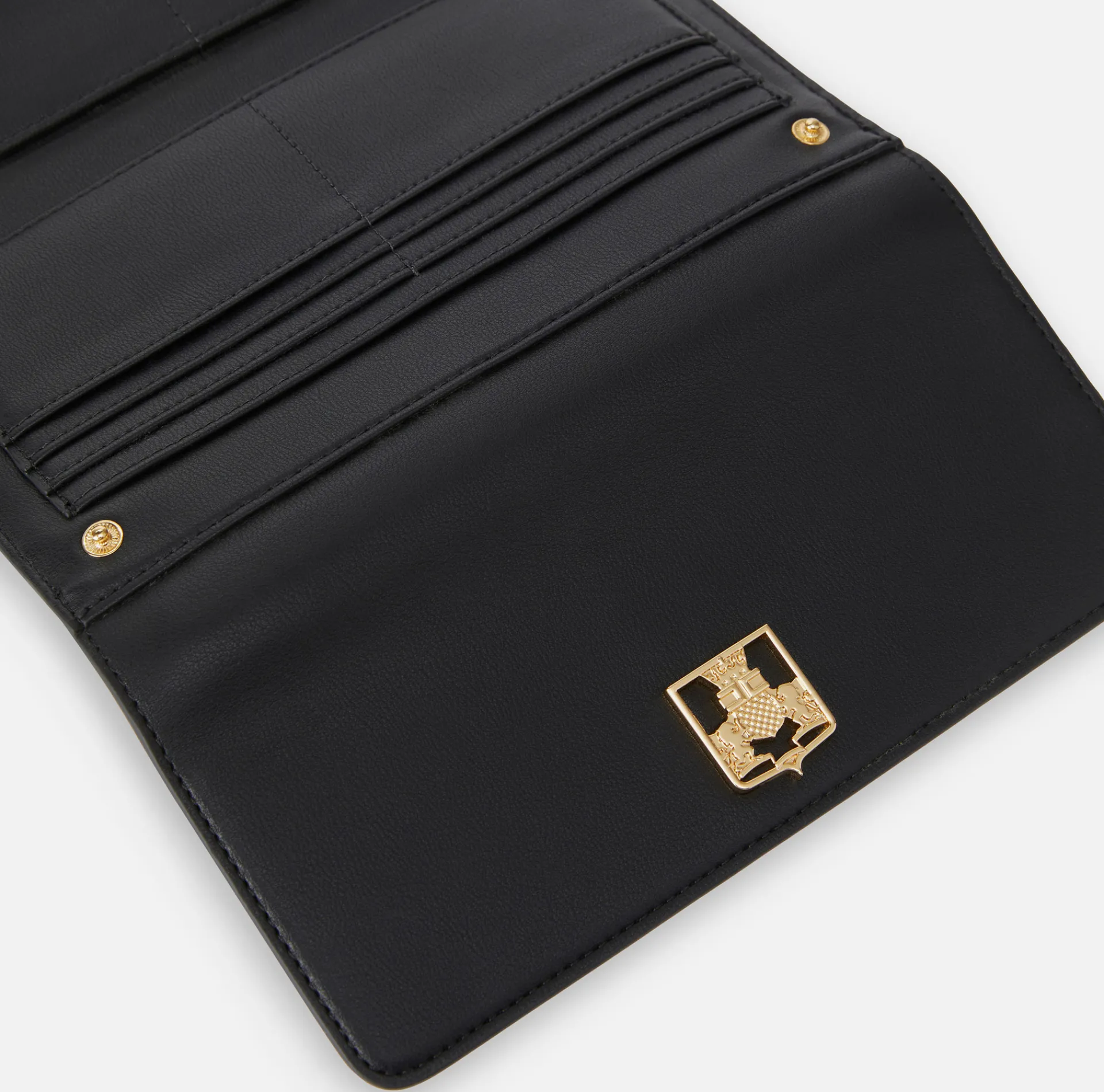 Elisabetta Franchi Clutch|Wallets|Wallet in synthetic material with golden metal shield Black