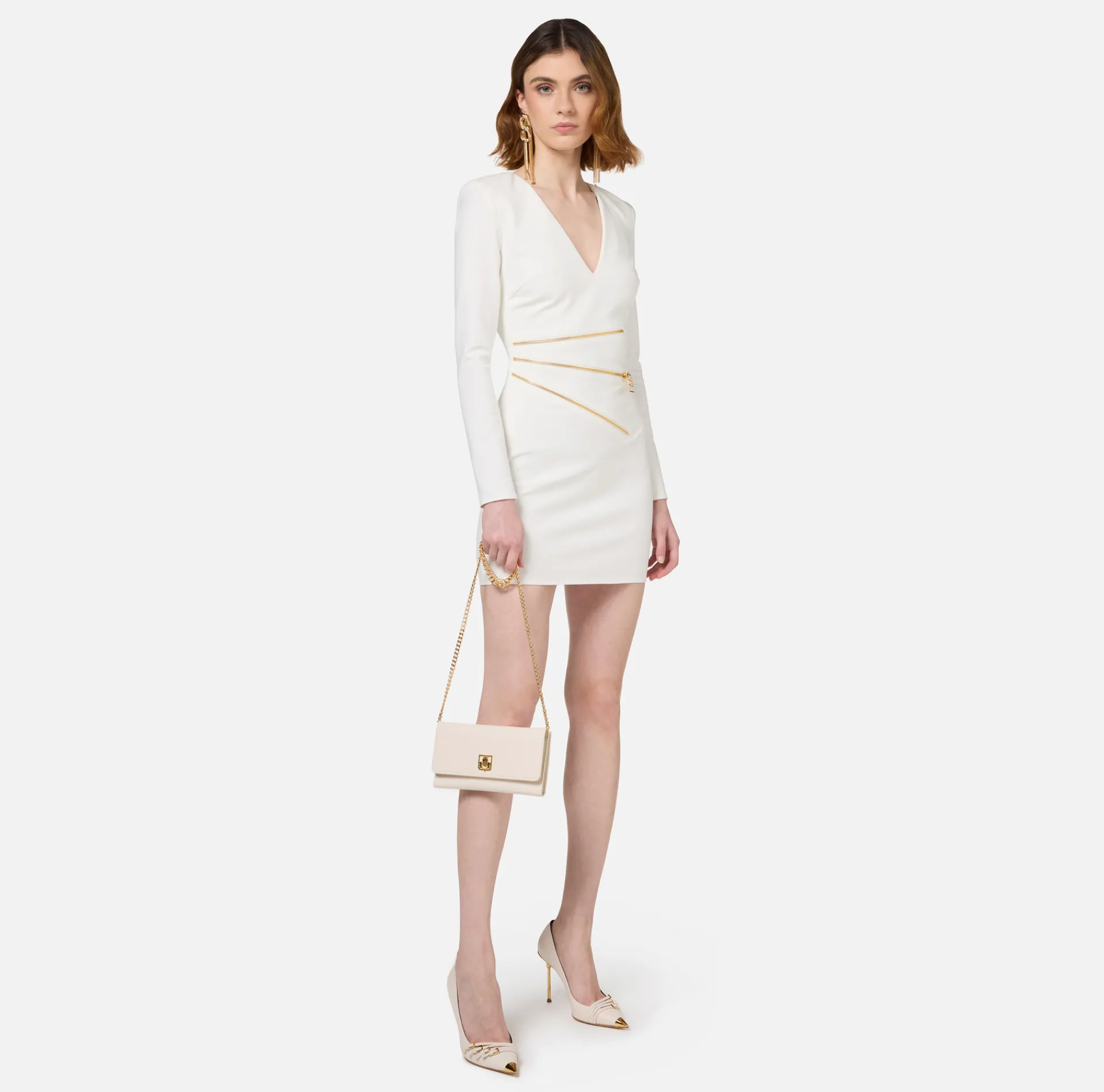Elisabetta Franchi Clutch|Wallets|Wallet in synthetic material with golden metal shield Butter
