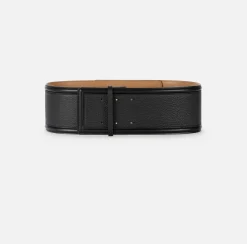 Elisabetta Franchi Belts|Wide leather belt with logo turn-lock Black