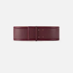 Elisabetta Franchi Belts|Wide leather belt with logo turn-lock RougeNoir