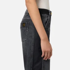 Elisabetta Franchi Jeans|Wide leg cotton jeans with nylon inserts Blackdenim