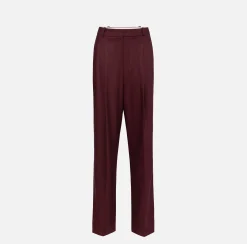 Elisabetta Franchi Trousers And Shorts|Wide leg trousers with double darts in stretch cool wool fabric RougeNoir