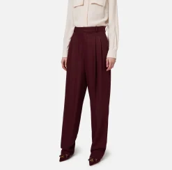 Elisabetta Franchi Trousers And Shorts|Wide leg trousers with double darts in stretch cool wool fabric RougeNoir