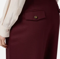 Elisabetta Franchi Trousers And Shorts|Wide leg trousers with double darts in stretch cool wool fabric RougeNoir