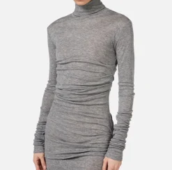 Elisabetta Franchi Midi Dresses|Dresses|Wool and jersey midi dress with logo