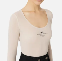 Elisabetta Franchi Top And T-Shirts|Wool and jersey top with logo Latex