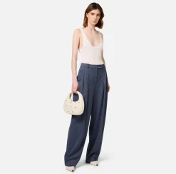 Elisabetta Franchi Top And T-Shirts|Wool and jersey top with logo Ivory