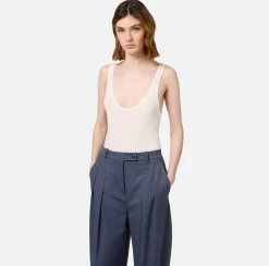 Elisabetta Franchi Top And T-Shirts|Wool and jersey top with logo Ivory