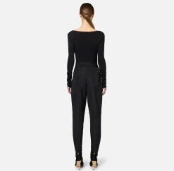 Elisabetta Franchi Top And T-Shirts|Wool and jersey top with logo Black