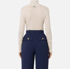 Elisabetta Franchi Top And T-Shirts|Wool and jersey turtleneck with logo Latex