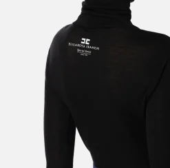 Elisabetta Franchi Top And T-Shirts|Wool and jersey turtleneck with logo Black
