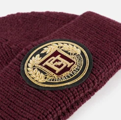 Elisabetta Franchi Hats|Wool beanie with logo patch RougeNoir