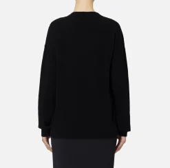 Elisabetta Franchi Knitwear And Sweatshirts|Wool blend crossover jumper with logo Black/Butter