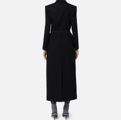 Elisabetta Franchi Coats And Jackets|Wool blend double-breasted coat with utility belt Black