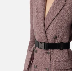 Elisabetta Franchi Coats And Jackets|Wool blend double-breasted coat with utility belt RougeNoir