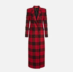 Elisabetta Franchi Coats And Jackets|Wool blend double-breasted coat with patch RedPassion/Black